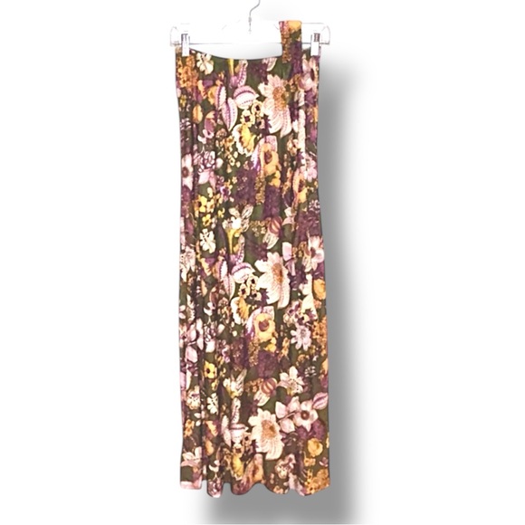 Vintage 60s Floral Paisley Maxi Skirt Boho Hippie Halter Dress & Matching Belt - Picture 2 of 11